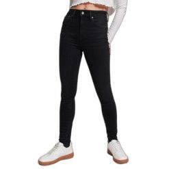 Damskie jeansy skinny z wysoką talią Superdry Vintage. Czarne jeansy Superdry, bez wzorów, z podwyższonym stanem. Za 371.65 zł.