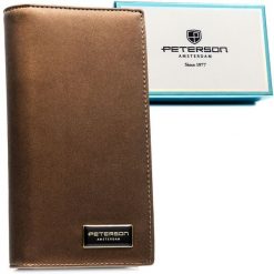 Brązowy portfel damski ze skóry naturalnej i ekologicznej z systemem RFID PTN PS1431-HNL Peterson. Brązowe portfele Peterson, bez wzorów, ze skóry. Za 134.99 zł.