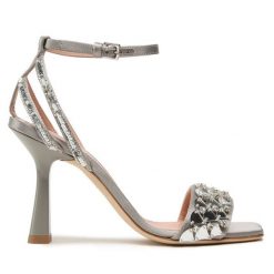 Sandały Alberta Ferretti. Szare sandały Alberta Ferretti, bez wzorów, bez obcasa, na słupku, bez zapięcia. Za 2,099.00 zł.