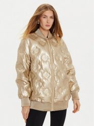 Guess Kurtka z imitacji skóry Marianne W4BL60 WGB20 Złoty Regular Fit. Żółte kurtki Guess, s, z aplikacjami, ze skóry, bez kaptura. Za 769.99 zł.
