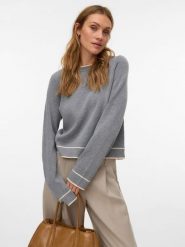 Vero Moda Sweter w kolorze szarym rozmiar: L. Szare swetry Vero Moda, l, bez wzorów, z materiału, bez ramiączek. Za 109.00 zł.