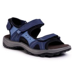 Sandały Salamander. Niebieskie sandały Salamander, bez wzorów, bez obcasa, na płaskiej podeszwie, bez zapięcia. Za 299.00 zł.