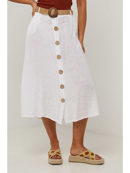 Le Monde du Lin Spódnica w kolorze białym rozmiar: 38/40. Białe spódnice Le Monde du Lin, bez wzorów, z bawełny, klasyczne, midi. Za 117.73 zł.