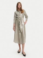 Marella Sukienka letnia Talpa 2513221134 Szary Regular Fit. Szare sukienki Marella, na lato, bez wzorów, ze lnu, bez kołnierzyka, bez ramiączek. Za 1,179.00 zł.
