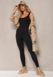 Czarny Długi Kombinezon o Fasonie Bodycon z Miseczkami na Biuście Avelilena. Czarne sukienki Renee, na co dzień, na lato, s, bez wzorów, wizytowe, bez kołnierzyka, bez ramiączek, maxi, bodycon. Za 74.99 zł.
