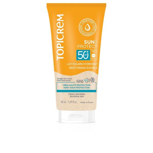 Topicrem SUN PROTECT nawilżające mleczko do opalania SPF50+ Ochrona przeciwsłoneczna 50 ml. Kremy do opalania topicrem. Za 86.79 zł.