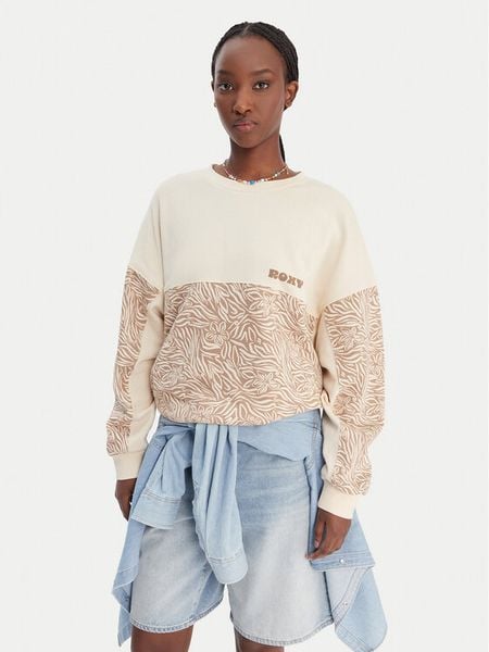 Roxy Bluza ERJFT05040 Beżowy Relaxed Fit. Brązowe bluzy Roxy, xs, bez wzorów, z bawełny, bez kaptura. Za 239.99 zł.