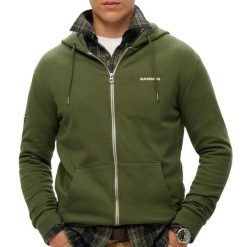 Zwykła bluza z kapturem Superdry. Zielone bluzy Superdry, m, bez wzorów, z bawełny, z kapturem. Za 349.40 zł.
