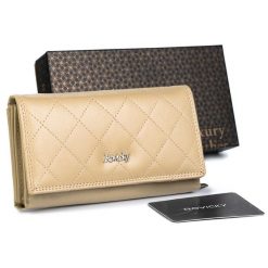 Portfel pikowany Rovicky [DH] R-RD-07-GCL-Q beżowy. Brązowe portfele ROVICKY, z aplikacjami, ze skóry. Za 74.99 zł.