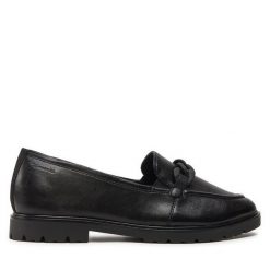 Lordsy Tamaris. Czarne lordsy Tamaris, bez wzorów, bez obcasa, bez zapięcia. Za 379.99 zł.