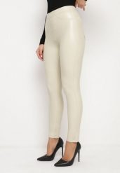 Jasnobeżowe Legginsy z Ekoskóry z Wysokim Stanem i Imitacją Kieszeni Merievia. Brązowe legginsy Born2be, m, bez wzorów, z jeansu, z podwyższonym stanem. Za 29.99 zł.