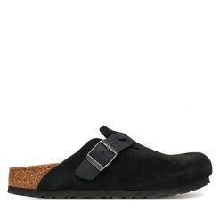 Klapki Birkenstock. Czarne klapki Birkenstock, bez wzorów, bez obcasa. Za 719.99 zł.