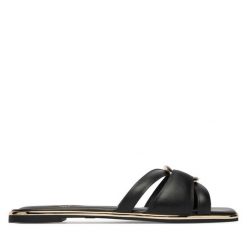 Klapki Aldo. Czarne klapki Aldo, bez wzorów, bez obcasa. Za 289.99 zł.