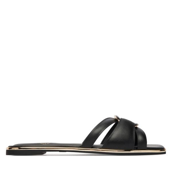 Klapki Aldo. Czarne klapki Aldo, bez wzorów, bez obcasa. Za 289.99 zł.