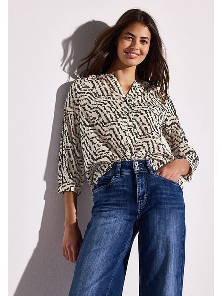 Street One Bluzka w kolorze beżowo-czarnym rozmiar: 36. Brązowe bluzki Street One, bez wzorów, z bawełny, street, bez kołnierzyka, bez ramiączek. Za 126.99 zł.