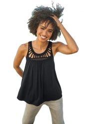 Heine Top w kolorze czarnym rozmiar: 36. Czarne topy Heine, bez wzorów, z koronki, bez kołnierzyka, bez ramiączek. Za 39.99 zł.