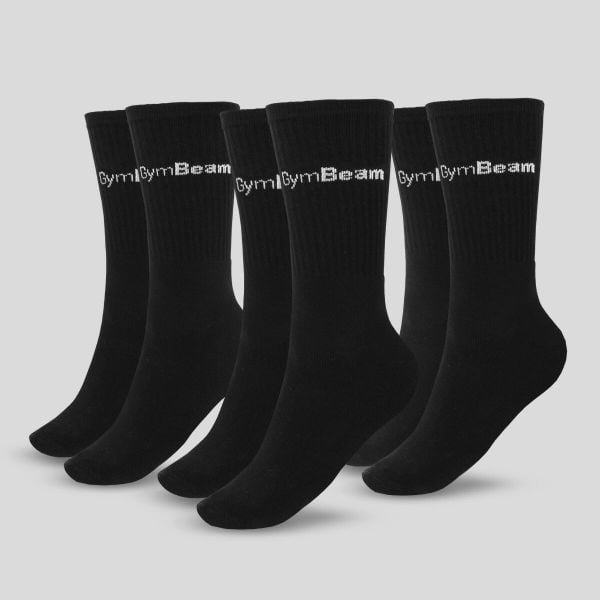 Skarpety unisex treningowe 3/4 Socks 3Pack. Czarne skarpety GYMBEAM, bez wzorów, z bawełny. Za 34.99 zł.
