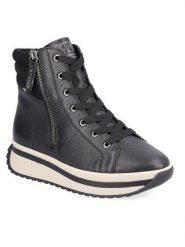 Rieker Revolution Lifestyle Trzewiki W0962-00 Czarny. Czarne botki Rieker Revolution Lifestyle, bez wzorów, ze skóry, bez obcasa, na płaskiej podeszwie, bez zapięcia. Za 499.99 zł.