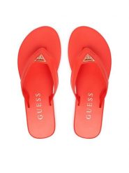 Guess Japonki FLJCNY ELE24 Czerwony. Czerwone klapki Guess, z aplikacjami, ze skóry, bez obcasa. Za 289.99 zł.