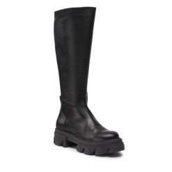 Kozaki Steve Madden. Czarne kozaki Steve Madden, bez obcasa, na płaskiej podeszwie, bez zapięcia. Za 889.99 zł.