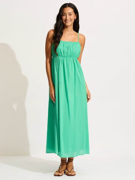 Seafolly Sukienka w kolorze zielonym rozmiar: M. Zielone sukienki Seafolly, m, bez wzorów, z bawełny, bez kołnierzyka, bez ramiączek, maxi. Za 183.59 zł.