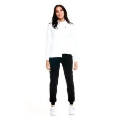 Bluza z zamek błyskawiczny na co dzień na siłownię. Białe bluzy LEONE 1947 APPAREL, xs, bez wzorów, z bawełny, bez kaptura. W wyprzedaży za 201.87 zł.