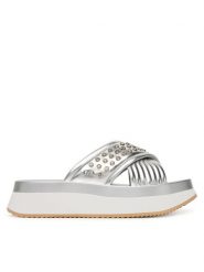 Liu Jo Klapki Dreamy Sandal 05BA5091 EX187 Srebrny. Szare klapki Liu Jo, bez wzorów, ze skóry, bez obcasa. Za 379.99 zł.