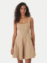 HUGO Sukienka codzienna Kademe 50559409 Beżowy Regular Fit. Brązowe sukienki Hugo, na co dzień, bez wzorów, z bawełny, bez kołnierzyka, bez ramiączek, proste. Za 499.99 zł.