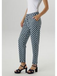 Aniston Spodnie w kolorze czarno-turkusowym rozmiar: 40. Czarne spodnie materiałowe Aniston, bez wzorów, z materiału, z podwyższonym stanem. Za 86.78 zł.