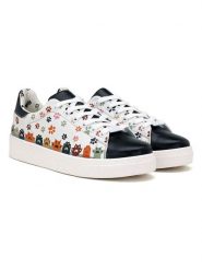 Goby Skórzane sneakersy w kolorze biało-czarnym ze wzorem rozmiar: 41. Białe trampki Goby, bez wzorów, bez zapięcia. Za 245.96 zł.