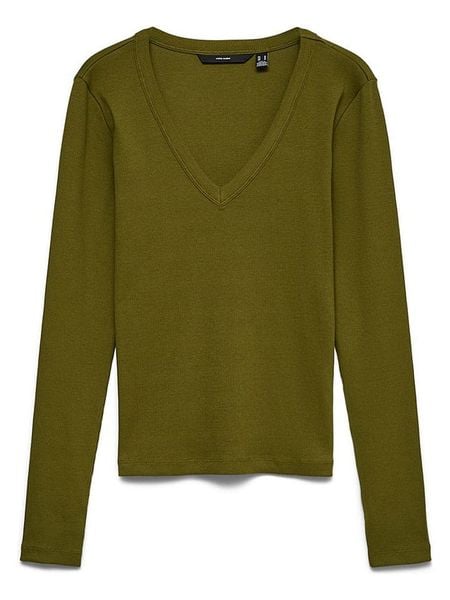 Vero Moda Koszulka w kolorze oliwkowym rozmiar: S. Brązowe bluzki Vero Moda, s, bez wzorów, z bawełny, bez kołnierzyka, bez ramiączek. Za 73.95 zł.