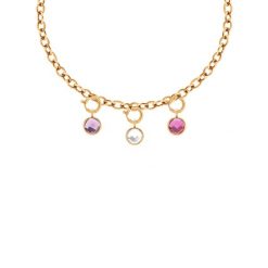 Naszyjnik Łańcuch No.1 z zawieszkami z kryształem fioletowym, białym i różowym. Żółte naszyjniki Lilou, pozłacane. Za 553.00 zł.