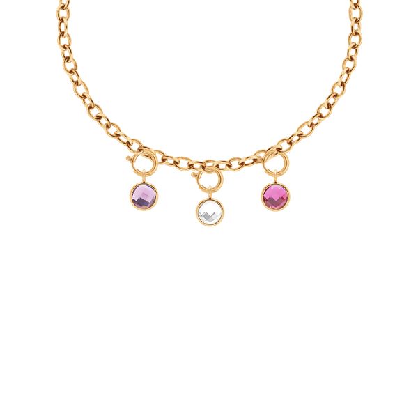 Naszyjnik Łańcuch No.1 z zawieszkami z kryształem fioletowym, białym i różowym. Żółte naszyjniki Lilou, pozłacane. Za 553.00 zł.
