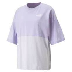 Koszulka Sportowa Damska Puma Power Colorblock. Fioletowe koszulki sportowe Puma, bez wzorów, bez ramiączek. Za 91.99 zł.