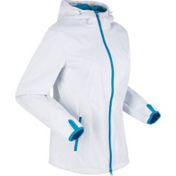 Lekka kurtka softshell bonprix biało-morski turkusowy. Białe kurtki sportowe bonprix, bez wzorów, z softshellu, bez kaptura. Za 124.99 zł.