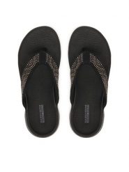 Skechers Japonki 140184/BBK Czarny. Czarne klapki Skechers, bez wzorów, z materiału, bez obcasa. Za 199.99 zł.