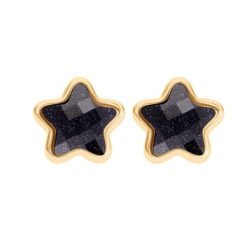 Kolczyki Mini Icons gwiazdki z czarnym brokatowym kryształem, pozłacane. Czarne kolczyki Lilou, pozłacane. Za 189.00 zł.