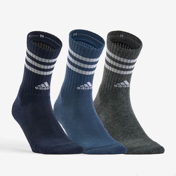 Skarpety sportowe tenis ADIDAS wysokie 3 pary. Niebieskie skarpety Adidas, bez wzorów, z bawełny. Za 49.99 zł.