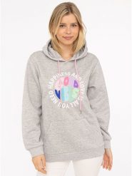 Zwillingsherz Bluza "Happiness and Love" w kolorze szarym rozmiar: S/M. Szare bluzy Zwillingsherz, m, bez wzorów, z kapturem. Za 206.91 zł.