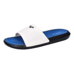 Klapki na basen Arena Marco X Grip Hook z wkładką masującą. Białe klapki Arena, bez wzorów, bez obcasa. Za 105.16 zł.