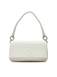 Calvin Klein Torebka Sculpted Flap Shoulder Pouch LV04K3148G Biały. Białe torebki klasyczne Calvin Klein, bez wzorów, ze skóry, bez dodatków. Za 399.99 zł.