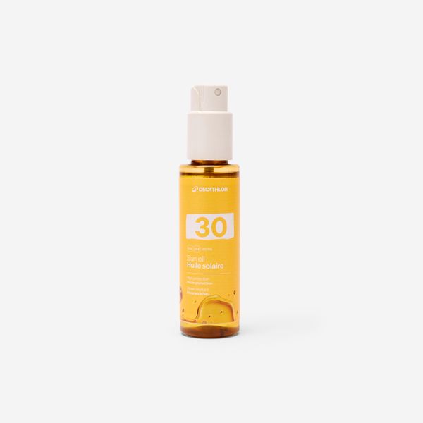 Olejek przeciwsłoneczny spray SPF30 100 ml. Kremy do opalania DECATHLON. Za 39.99 zł.