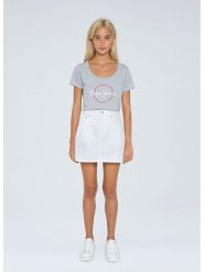 Pepe Jeans Spódnica dżinsowa "Rachel" w kolorze białym rozmiar: M. Białe spódnice Pepe Jeans, na co dzień, m, z aplikacjami, z jeansu, klasyczne, mini, proste. Za 132.05 zł.