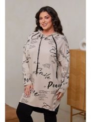 Curvy Lady Sukienka dresowa w kolorze beżowym rozmiar: 44/46. Brązowe sukienki Curvy Lady, z aplikacjami, z bawełny, klasyczne, bez kołnierzyka, bez ramiączek, mini. Za 123.25 zł.