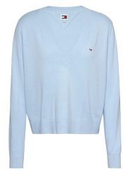 TOMMY JEANS Sweter w kolorze błękitnym rozmiar: M. Niebieskie swetry Tommy Jeans, m, bez wzorów, z jeansu, bez ramiączek. Za 211.31 zł.