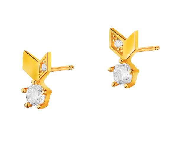 Złote kolczyki z cyrkoniami. Żółte kolczyki Apart, z cyrkonią, złote. W wyprzedaży za 216.30 zł.