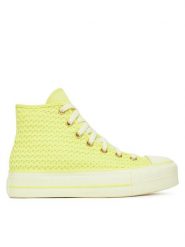 Converse Trampki Chuck Taylor All Star Lift Platform Knit A14967C Żółty. Żółte trampki Converse, bez wzorów, z materiału, bez zapięcia. Za 359.99 zł.