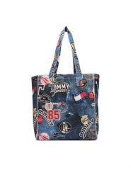 Tommy Jeans Torebka Tjw Bodega Trompe L'Oeil Tote AW0AW19304 Granatowy. Niebieskie shopper Tommy Jeans, bez wzorów, z jeansu, bez dodatków. Za 449.99 zł.