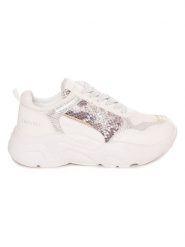 Twinset Sneakersy w kolorze srebrno-białym rozmiar: 38. Białe trampki Twinset, bez wzorów, bez zapięcia. Za 198.56 zł.