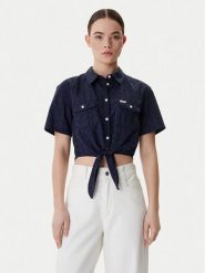 Guess Jeans Koszula W6GHA3 WO331 Granatowy Regular Fit. Niebieskie koszule Guess Jeans, xl, z aplikacjami, z bawełny, bez kołnierzyka, bez ramiączek. Za 379.99 zł.